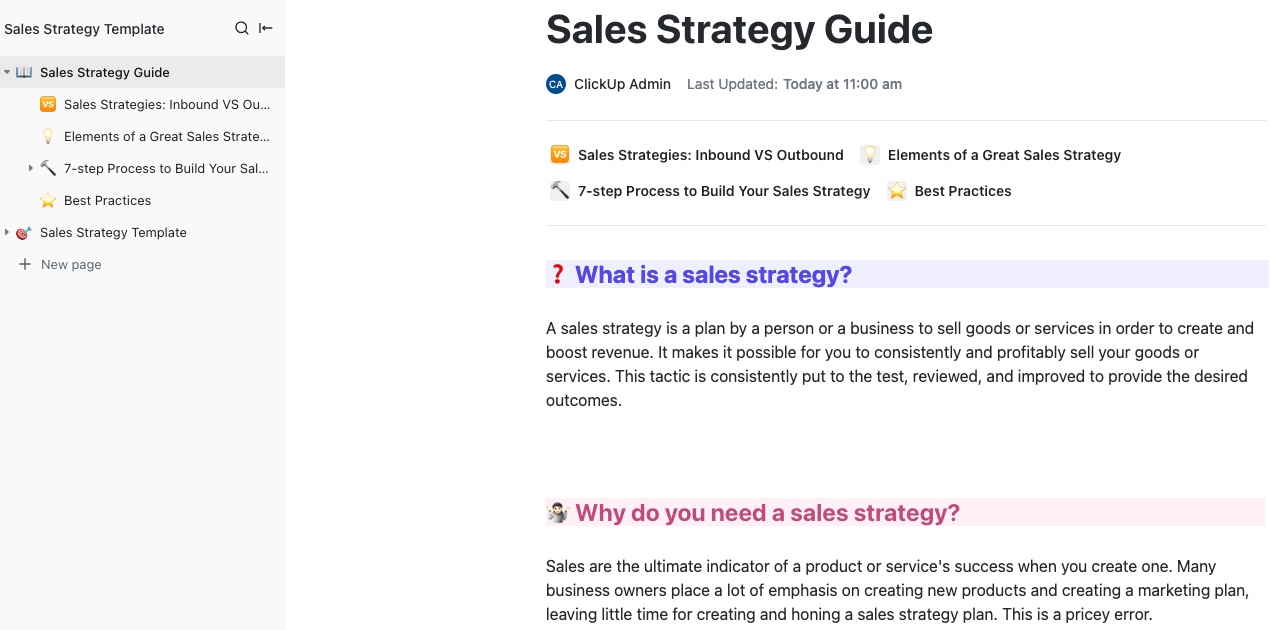 Sales Strategy Guide Template by ClickUp™