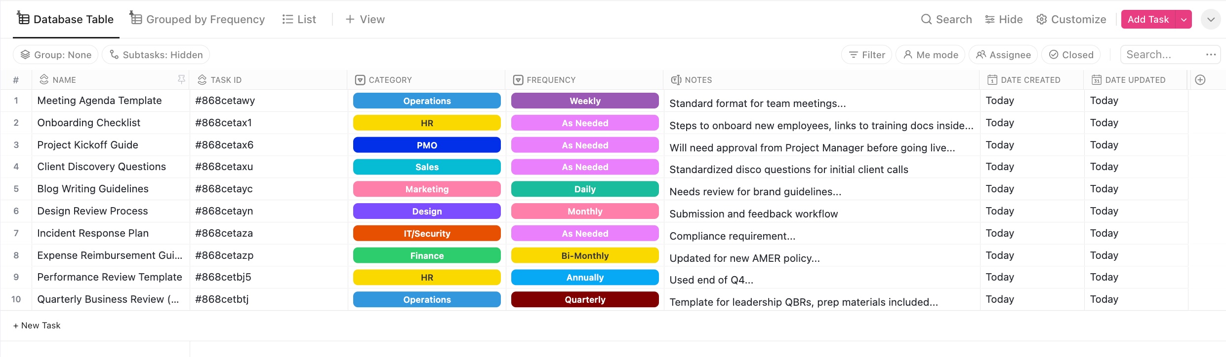 General Database Template