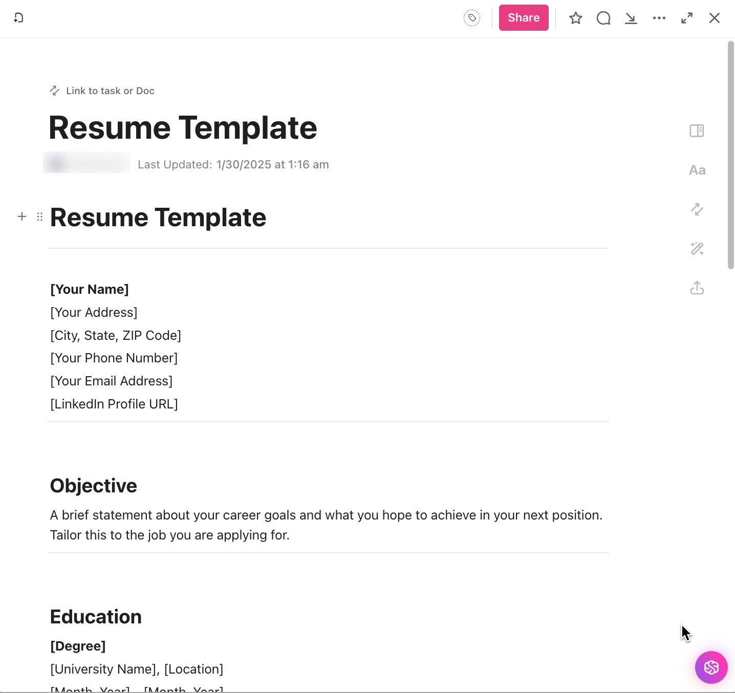 General Resume Template