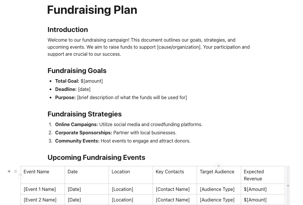 Fundraising Plan